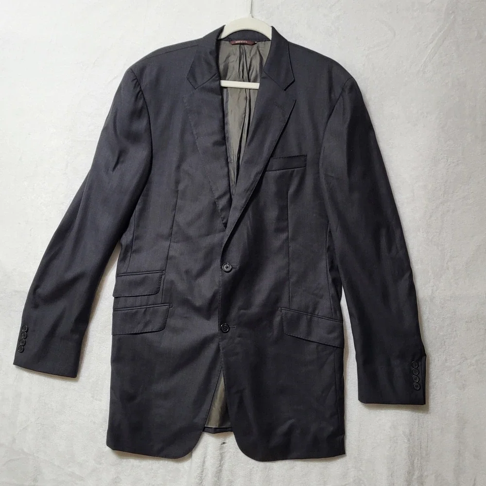 Hickey Freeman‎ Blazer Loro Piana Wool Sport Coat Blazer Two Button Gray 42 Long